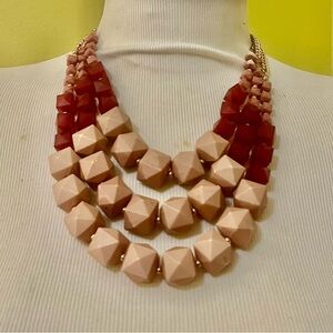 Chic Multi-Layered Red and Pink Chunky  Choker Necklace 18” Length